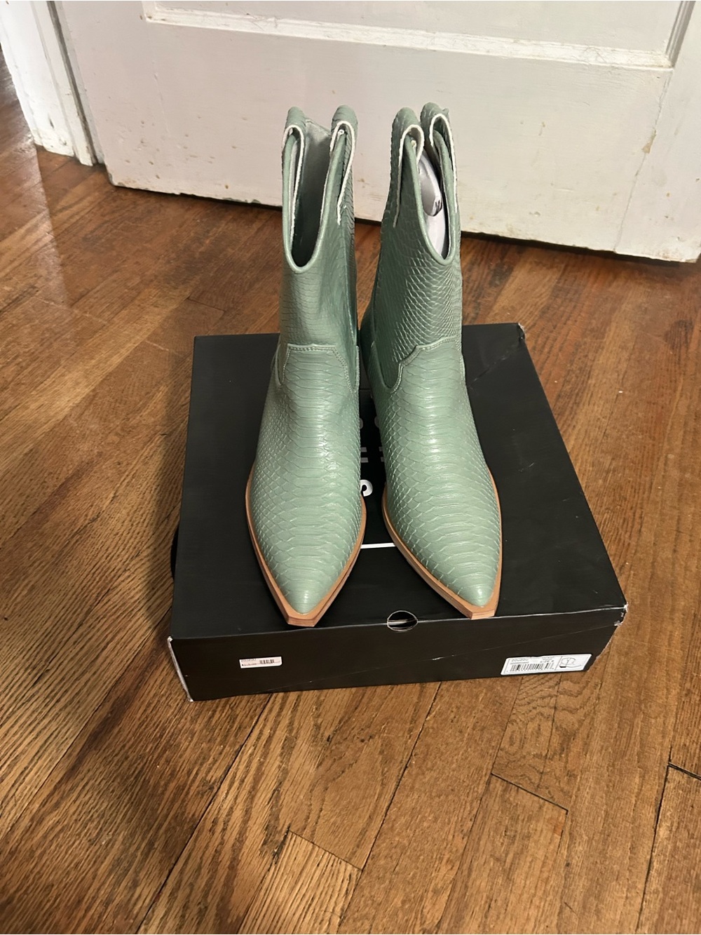 ShuShop Mint Green Pointed Toe Heeled Ankle Boots